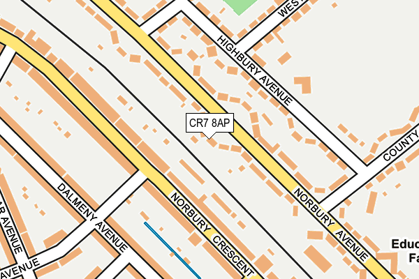 CR7 8AP map - OS OpenMap – Local (Ordnance Survey)