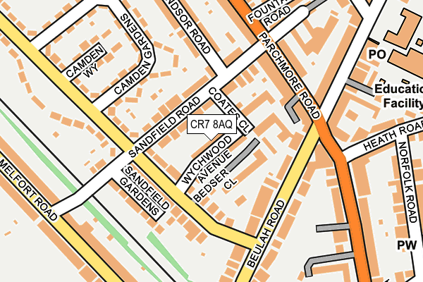 CR7 8AQ map - OS OpenMap – Local (Ordnance Survey)
