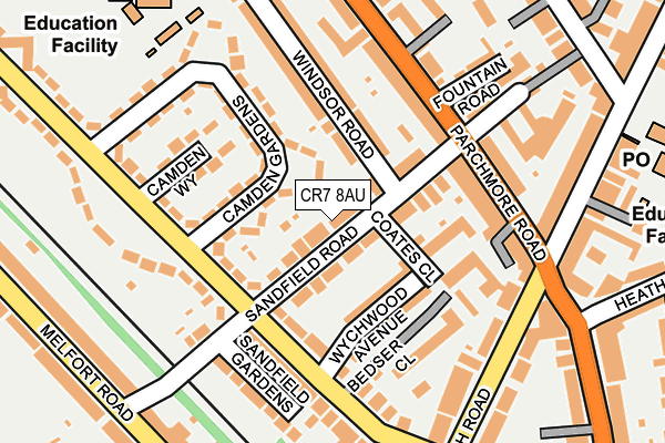 CR7 8AU map - OS OpenMap – Local (Ordnance Survey)