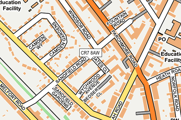 CR7 8AW map - OS OpenMap – Local (Ordnance Survey)