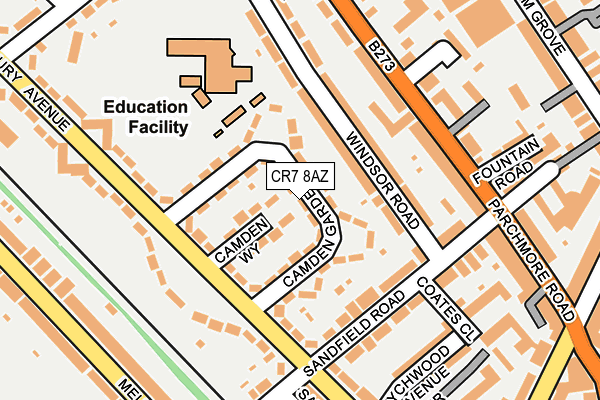 CR7 8AZ map - OS OpenMap – Local (Ordnance Survey)