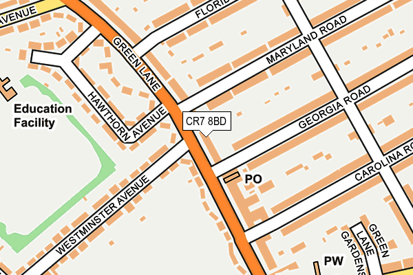 CR7 8BD map - OS OpenMap – Local (Ordnance Survey)
