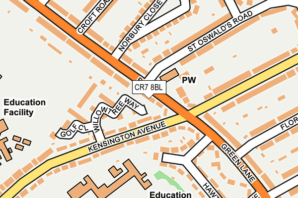 CR7 8BL map - OS OpenMap – Local (Ordnance Survey)