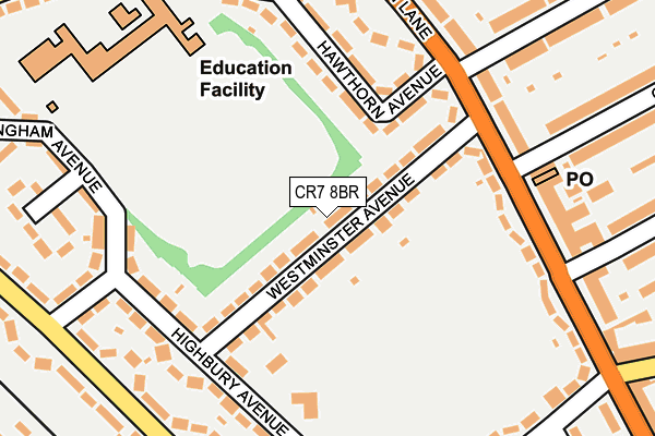 CR7 8BR map - OS OpenMap – Local (Ordnance Survey)