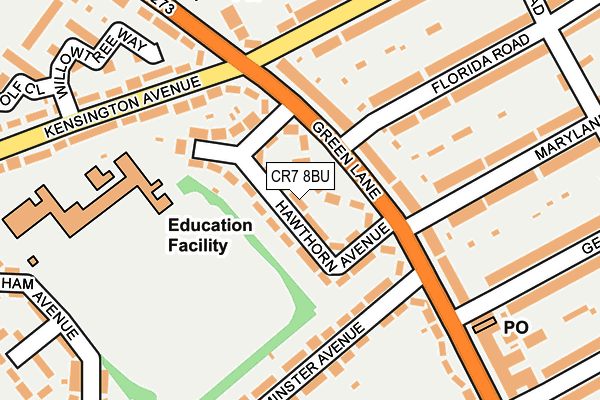 CR7 8BU map - OS OpenMap – Local (Ordnance Survey)