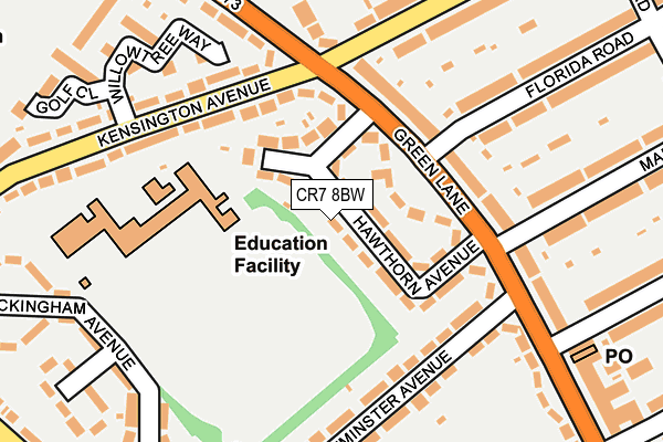 CR7 8BW map - OS OpenMap – Local (Ordnance Survey)