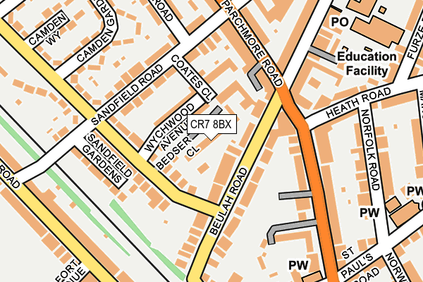 CR7 8BX map - OS OpenMap – Local (Ordnance Survey)