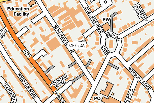 CR7 8DA map - OS OpenMap – Local (Ordnance Survey)