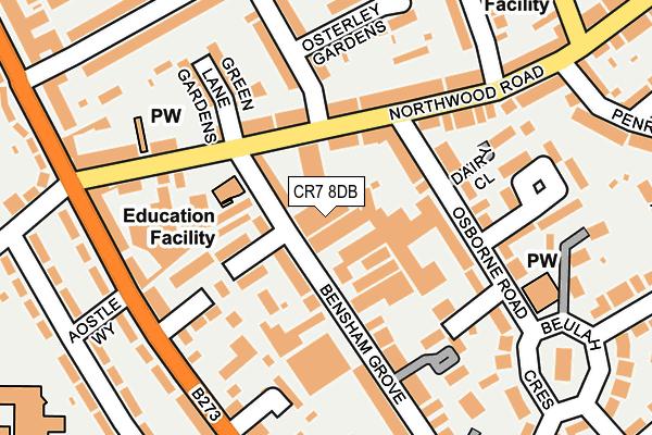 CR7 8DB map - OS OpenMap – Local (Ordnance Survey)