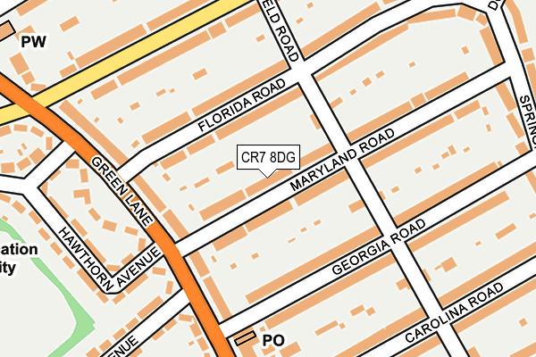 CR7 8DG map - OS OpenMap – Local (Ordnance Survey)