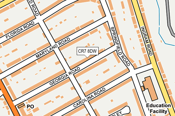 CR7 8DW map - OS OpenMap – Local (Ordnance Survey)