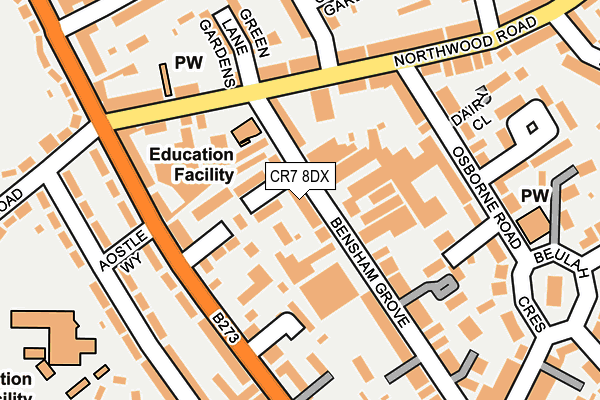 CR7 8DX map - OS OpenMap – Local (Ordnance Survey)