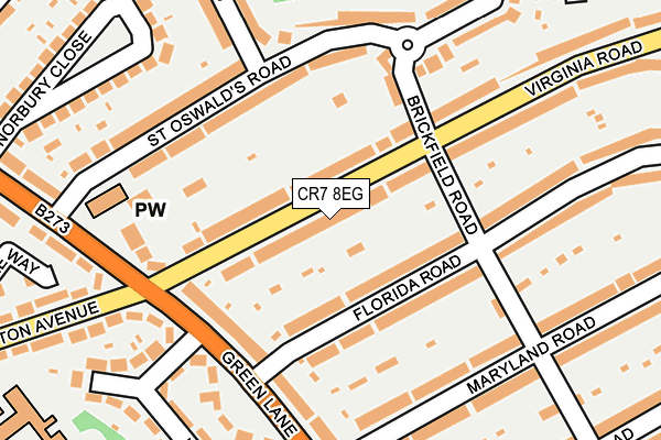 CR7 8EG map - OS OpenMap – Local (Ordnance Survey)