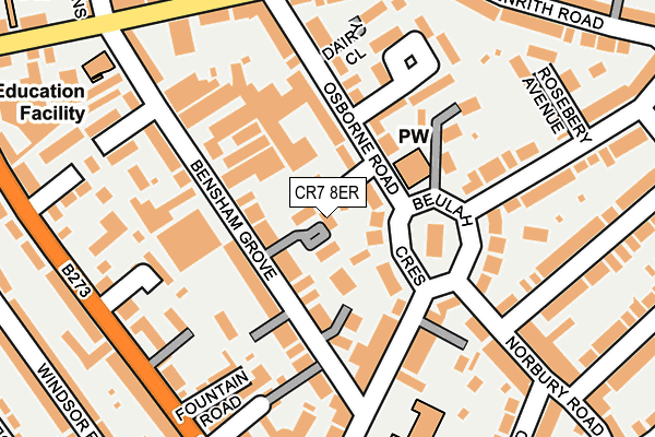 CR7 8ER map - OS OpenMap – Local (Ordnance Survey)