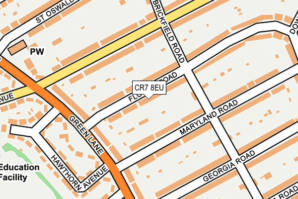 CR7 8EU map - OS OpenMap – Local (Ordnance Survey)