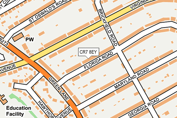 CR7 8EY map - OS OpenMap – Local (Ordnance Survey)