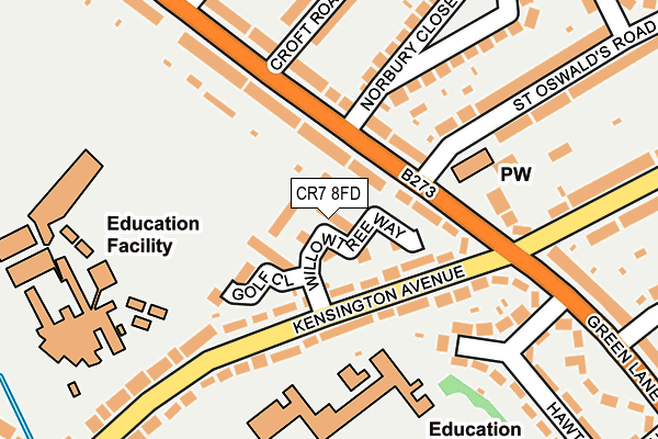 CR7 8FD map - OS OpenMap – Local (Ordnance Survey)