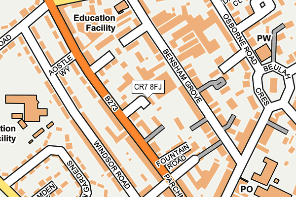 CR7 8FJ map - OS OpenMap – Local (Ordnance Survey)