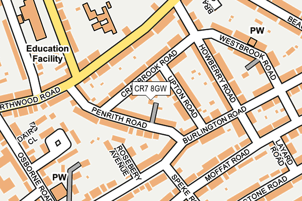 CR7 8GW map - OS OpenMap – Local (Ordnance Survey)