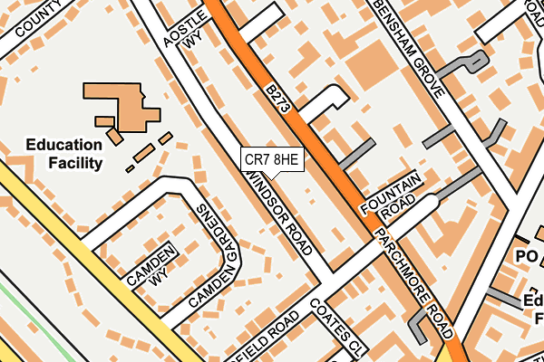 CR7 8HE map - OS OpenMap – Local (Ordnance Survey)