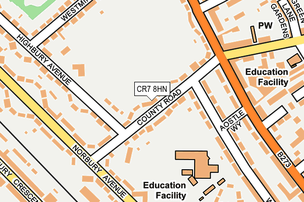CR7 8HN map - OS OpenMap – Local (Ordnance Survey)