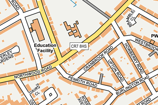 CR7 8HS map - OS OpenMap – Local (Ordnance Survey)