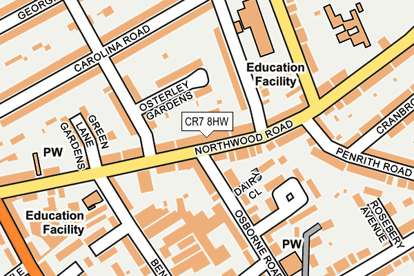 CR7 8HW map - OS OpenMap – Local (Ordnance Survey)