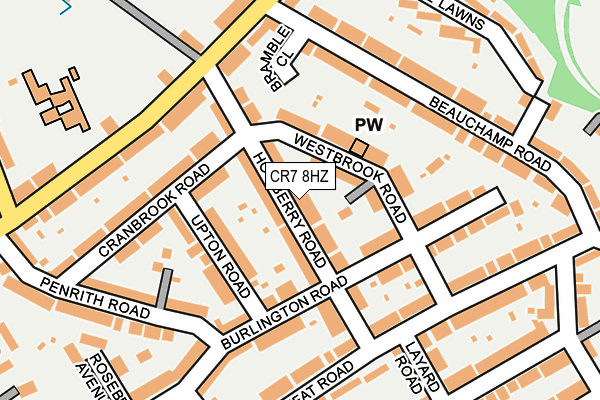 CR7 8HZ map - OS OpenMap – Local (Ordnance Survey)