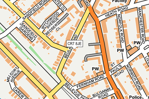 CR7 8JE map - OS OpenMap – Local (Ordnance Survey)