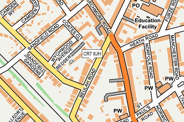 CR7 8JH map - OS OpenMap – Local (Ordnance Survey)