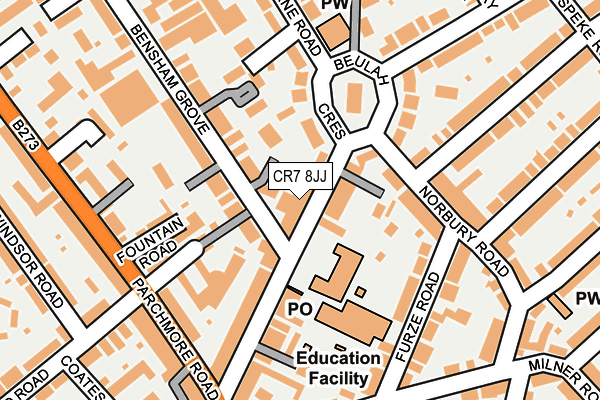 CR7 8JJ map - OS OpenMap – Local (Ordnance Survey)