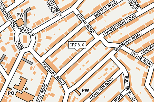 CR7 8JX map - OS OpenMap – Local (Ordnance Survey)