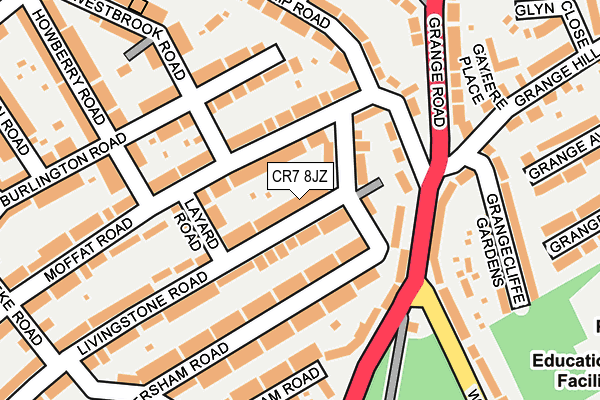 CR7 8JZ map - OS OpenMap – Local (Ordnance Survey)