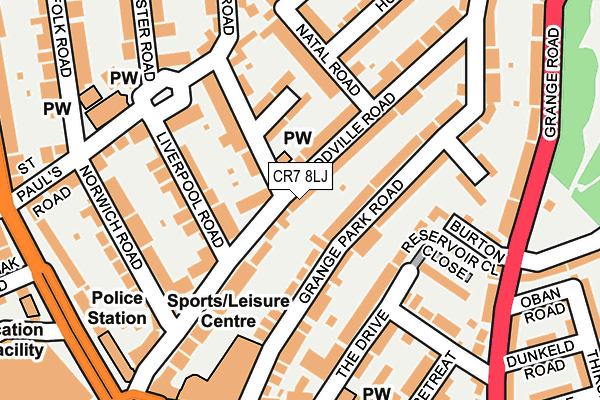 CR7 8LJ map - OS OpenMap – Local (Ordnance Survey)