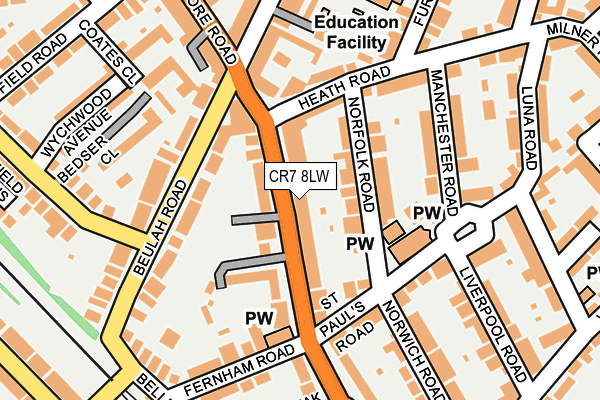 CR7 8LW map - OS OpenMap – Local (Ordnance Survey)