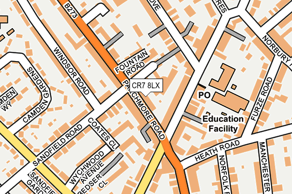 CR7 8LX map - OS OpenMap – Local (Ordnance Survey)