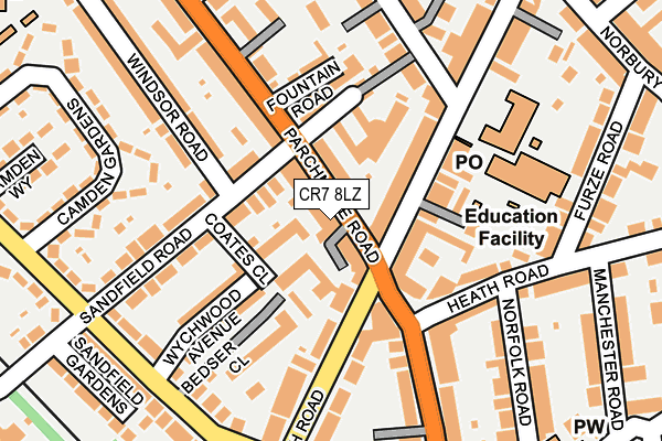 CR7 8LZ map - OS OpenMap – Local (Ordnance Survey)