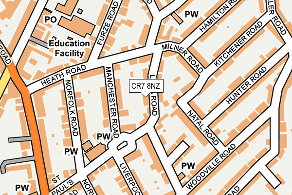 CR7 8NZ map - OS OpenMap – Local (Ordnance Survey)