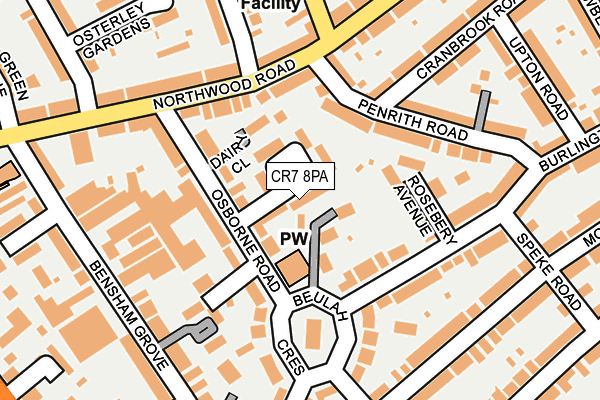 CR7 8PA map - OS OpenMap – Local (Ordnance Survey)