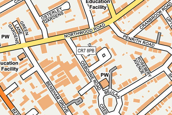 CR7 8PB map - OS OpenMap – Local (Ordnance Survey)