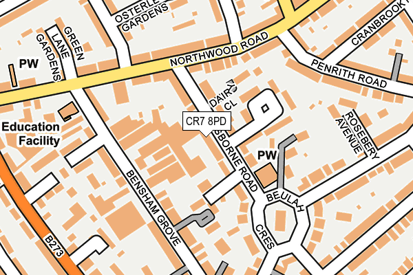 CR7 8PD map - OS OpenMap – Local (Ordnance Survey)