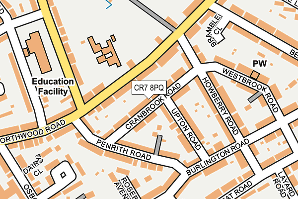 CR7 8PQ map - OS OpenMap – Local (Ordnance Survey)