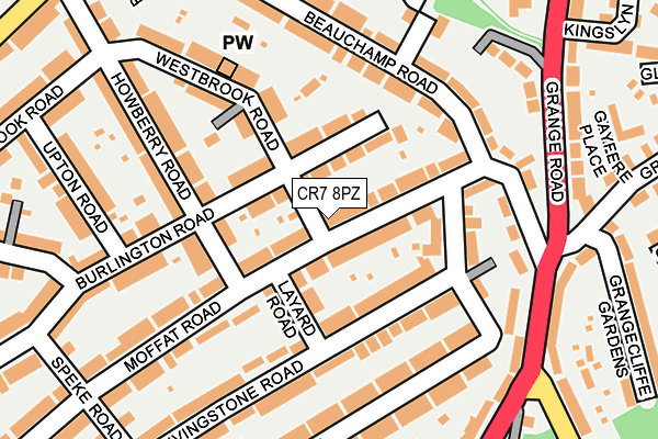 CR7 8PZ map - OS OpenMap – Local (Ordnance Survey)