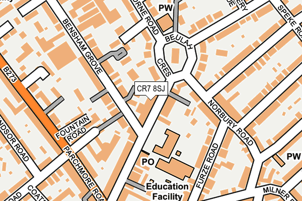CR7 8SJ map - OS OpenMap – Local (Ordnance Survey)
