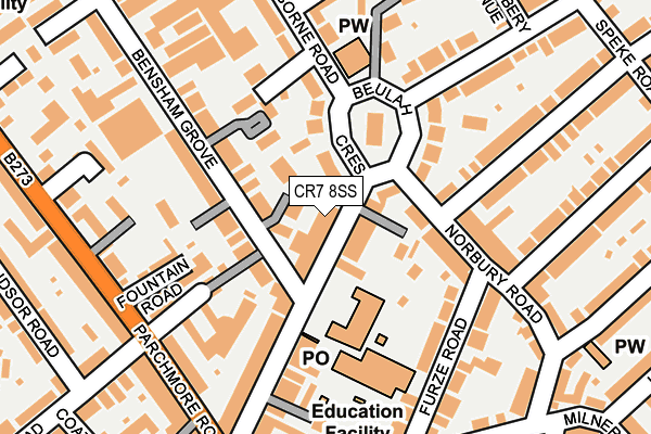 CR7 8SS map - OS OpenMap – Local (Ordnance Survey)