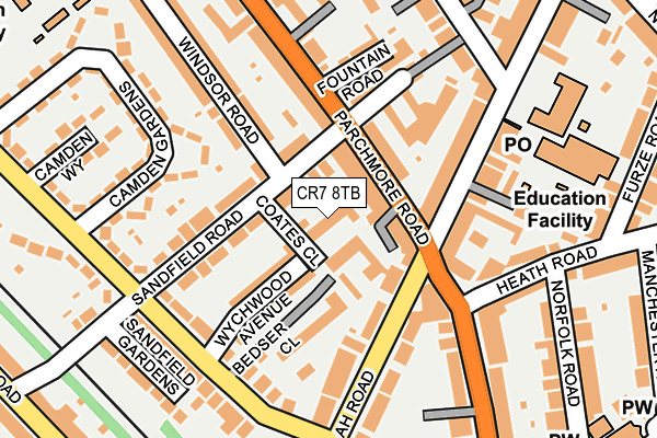 CR7 8TB map - OS OpenMap – Local (Ordnance Survey)