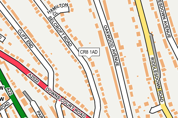 CR8 1AD map - OS OpenMap – Local (Ordnance Survey)