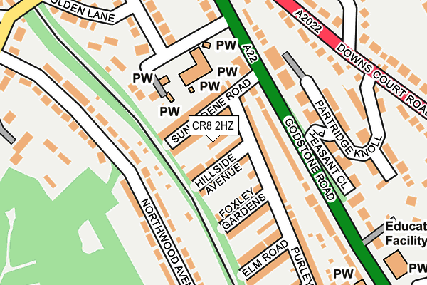 CR8 2HZ map - OS OpenMap – Local (Ordnance Survey)