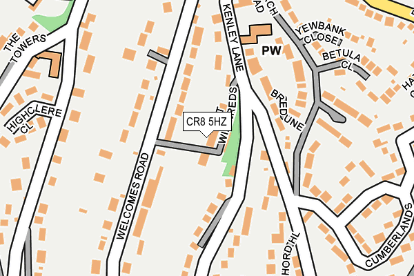 CR8 5HZ map - OS OpenMap – Local (Ordnance Survey)