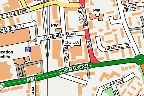 CR9 5AA map - OS OpenMap – Local (Ordnance Survey)